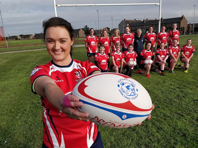 Peterhead Ladies Rugby Club Scores with Churchill Drilling Tools Sponsorship