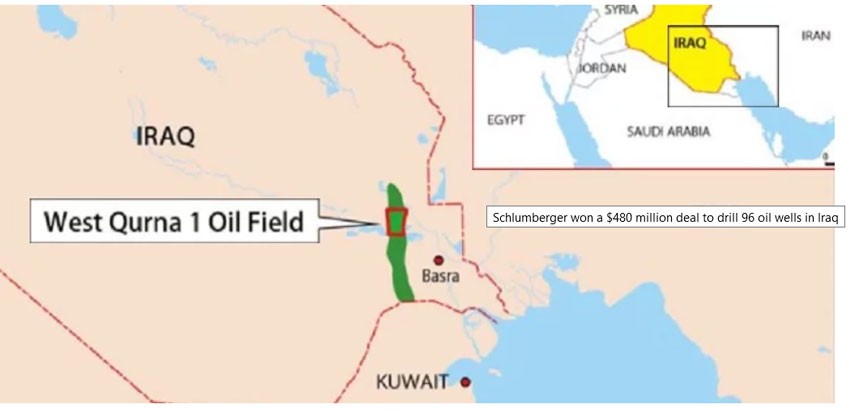 Schlumberger won a $480 million deal to drill 96 oil wells in Iraq
