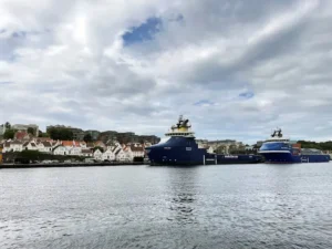 Offshore oil and gas platform supply vessels (PSVs) are docked at a pier in Stavanger, Norway, August 10, 2021. Picture taken August 10, 2021. REUTERS Nerijus Adomaitis Purchase Licensing Rights